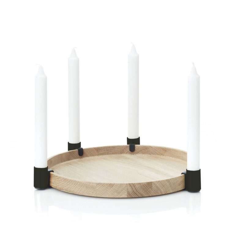 Lysestage - Eg/sort- H3,7 cm x Ø33 cm - Luna maxi - Applicata